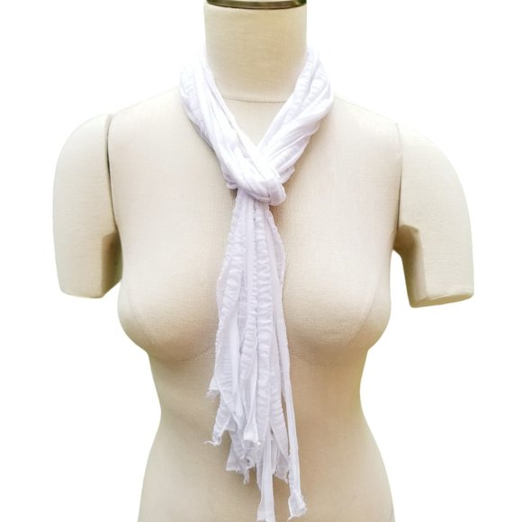 White Thin Flutter Scarf Lightweight Women Accessory Mult… - Picture 3 of 5